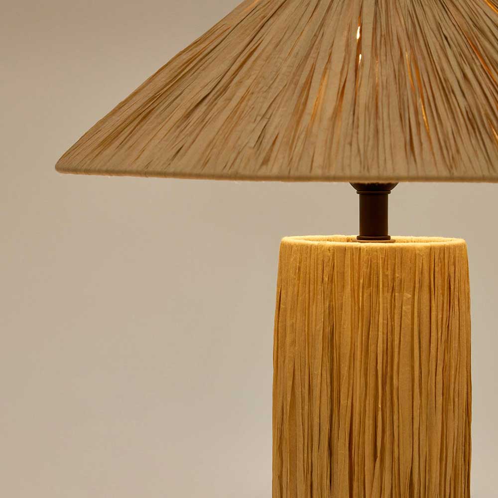 Design Tischlampe aus Raffia Bast in Natur - Holdywas