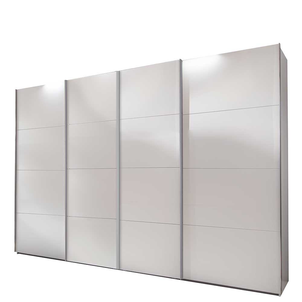 Weißer Schwebetürenschrank 313 cm breit - Luzia