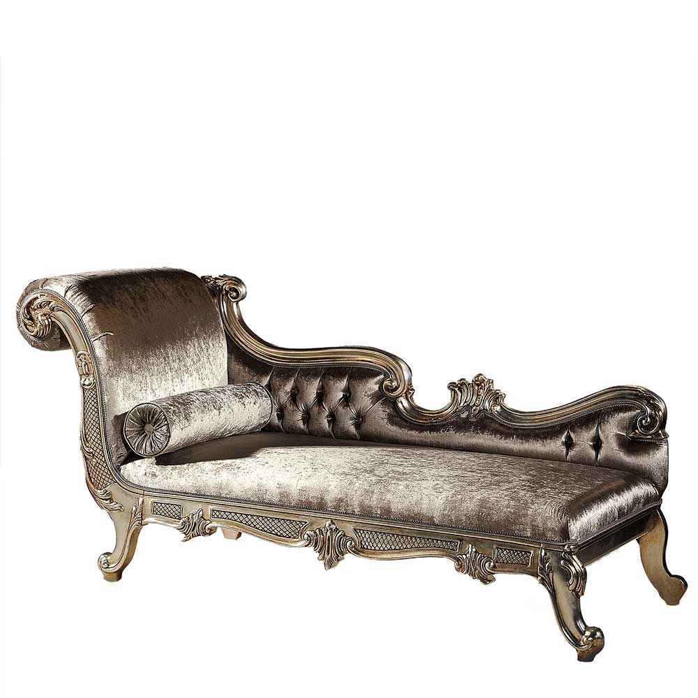 Barock Chaiselongue in Silbergrau - Notomo