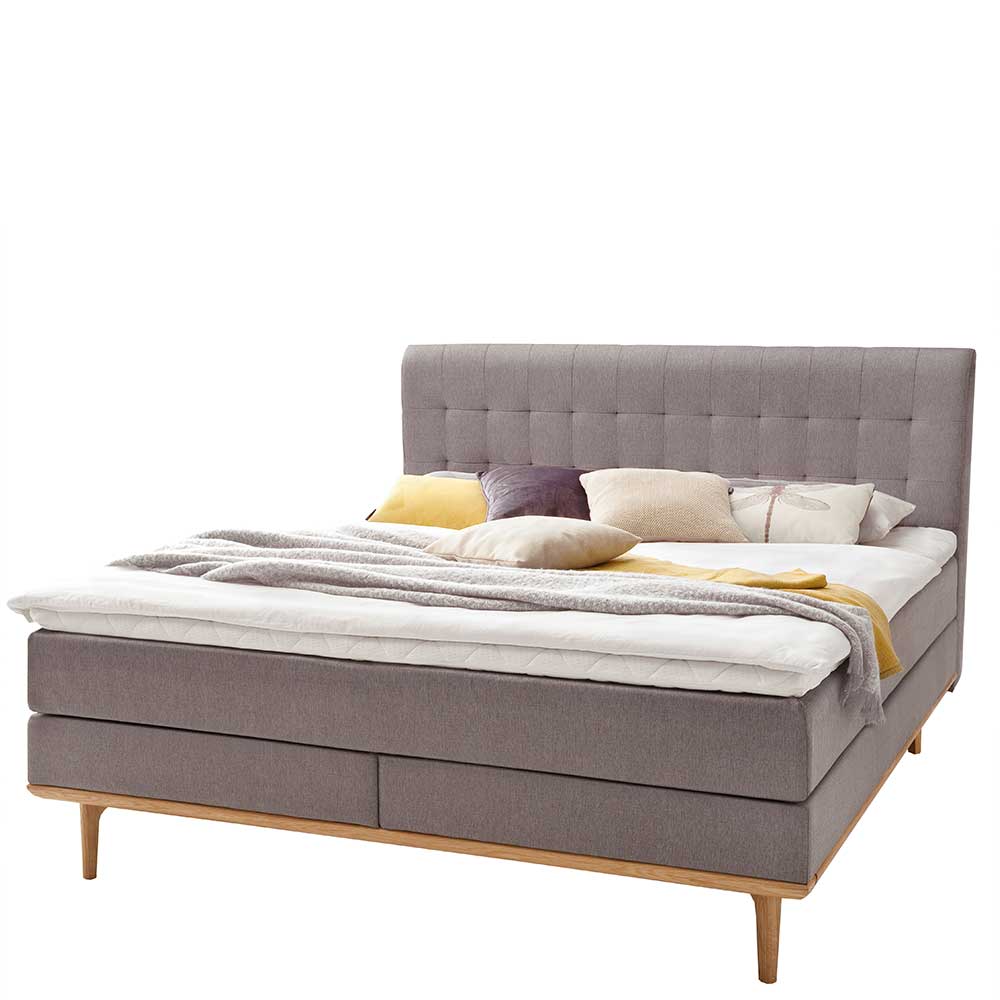 180x200cm Boxspring Stoffbett in Taupe - Olavio