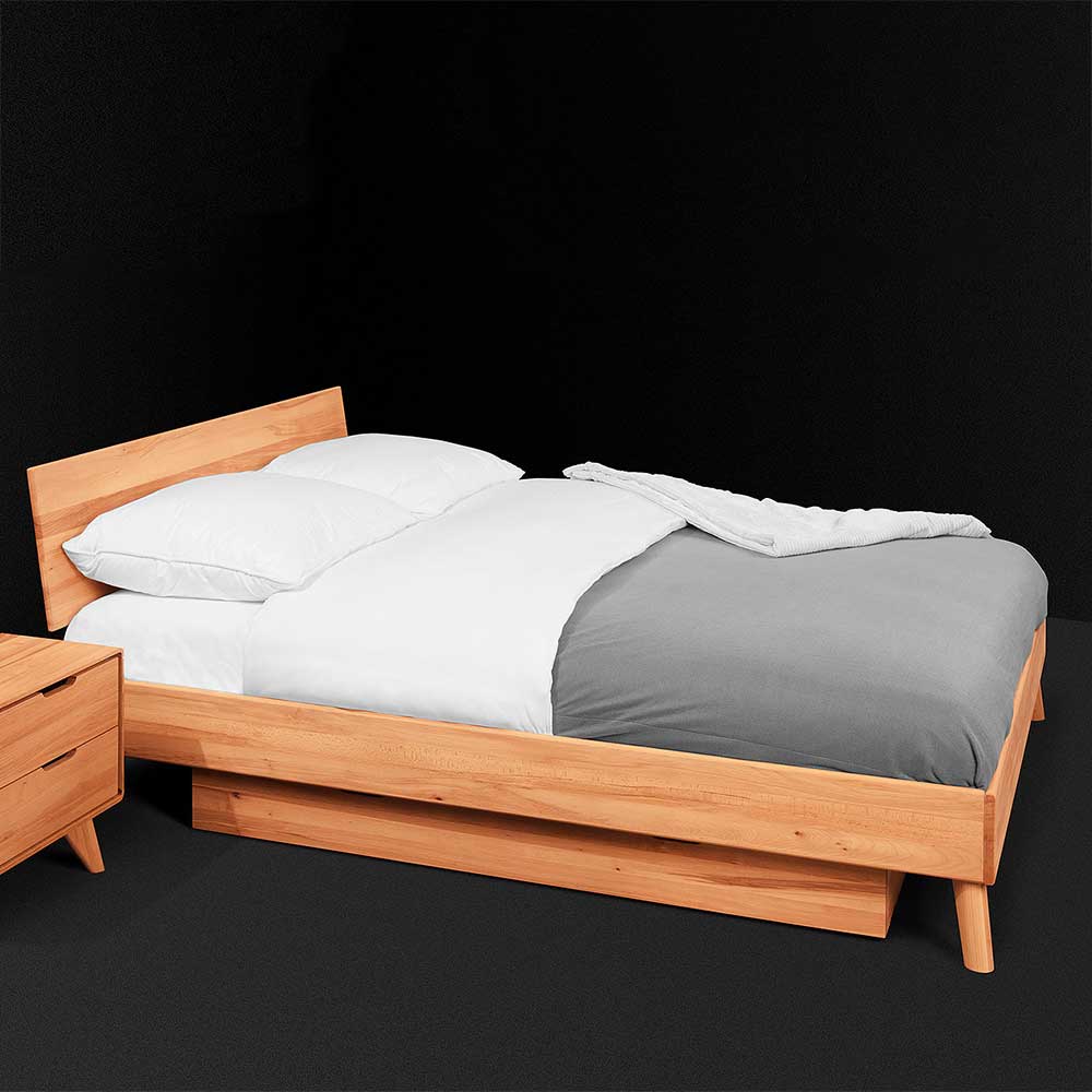 Kernbuche Naturholz Einzelbett 220cm lang - Junola