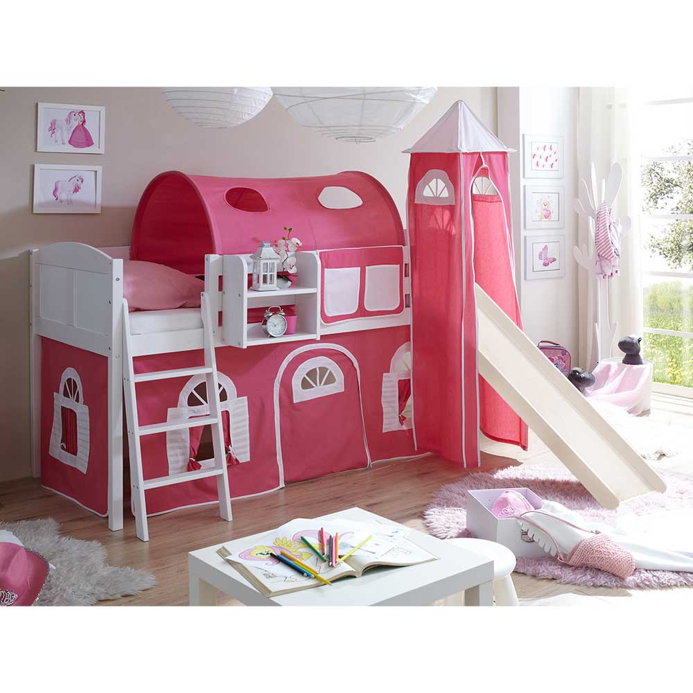 99x118x206 cm Spielbett in Weiß & Pink - Neapel