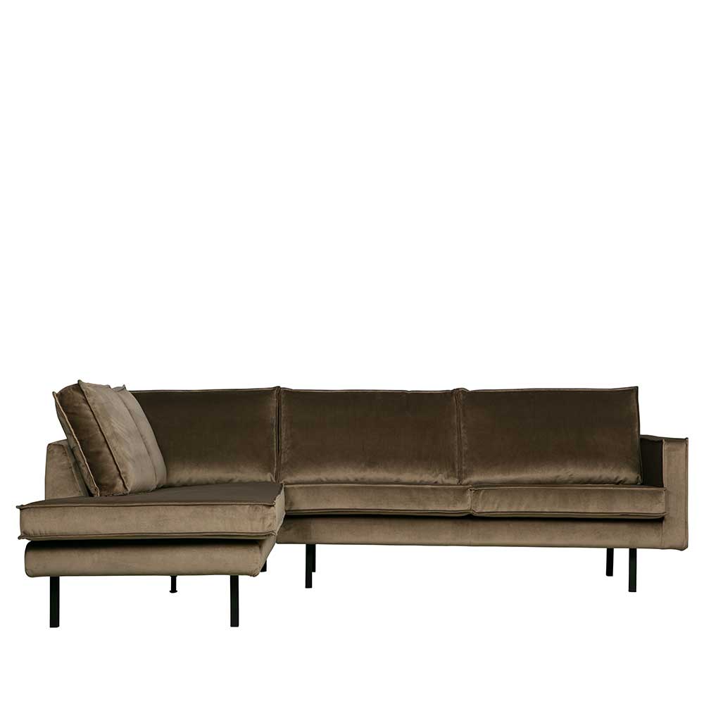 L-Form Wohnzimmer Sofa in Taupe Samt - Museo