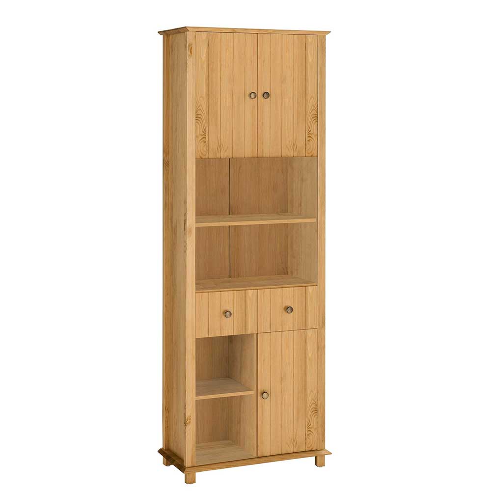 60x175x30 Bad Hochschrank aus Holz Kiefer - Akzinad