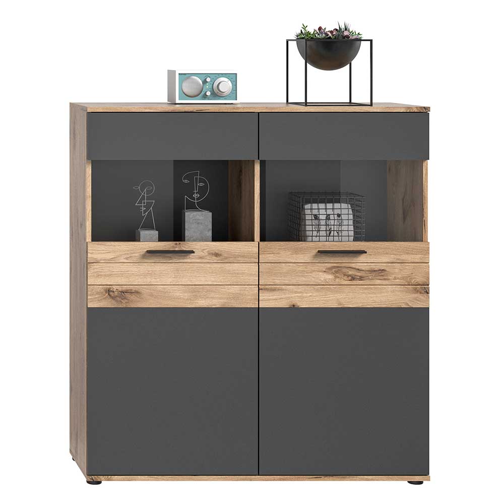 Wohnzimmer Highboard mit Glaseinsätzen - Lucios