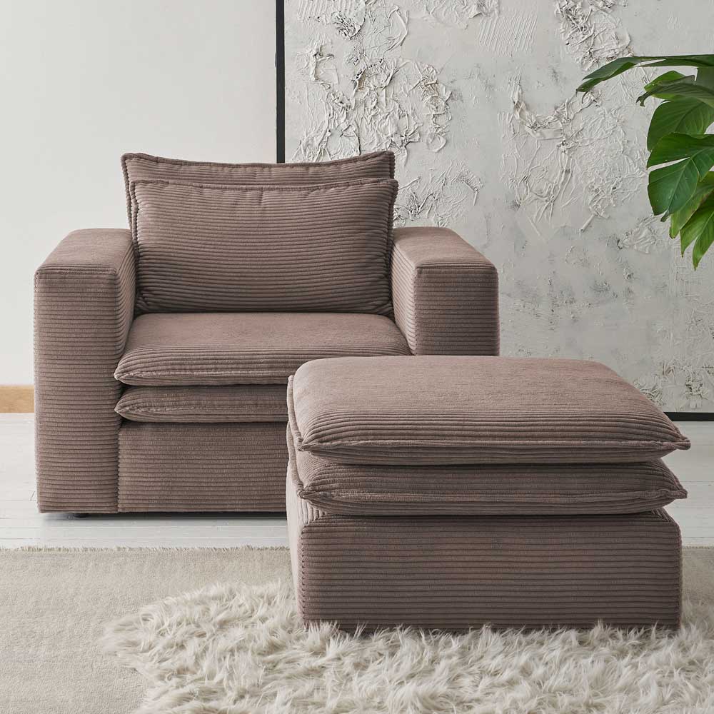 Sessel mit Hocker im Set - Anyna (zweiteilig)