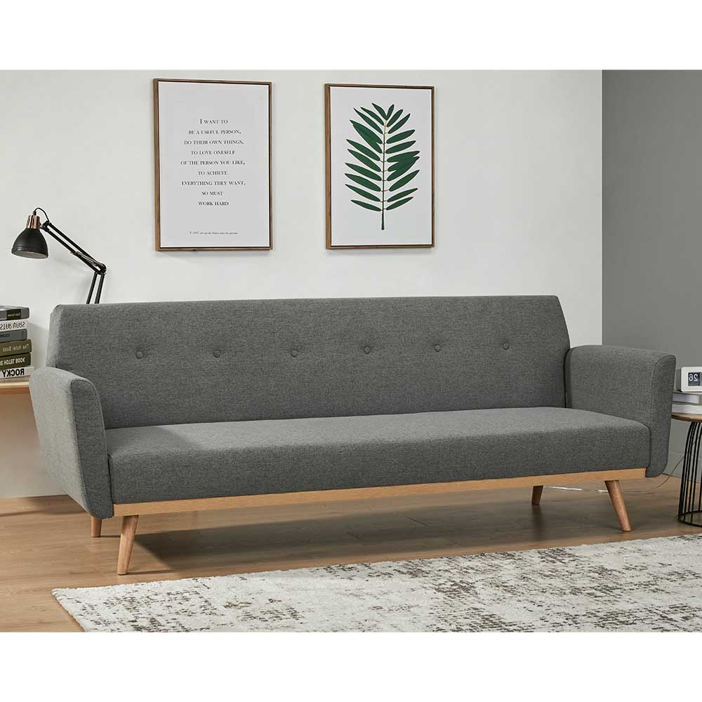 Scandi Chic Schlafcouch in Dunkelgrau & Natur - Giorgio