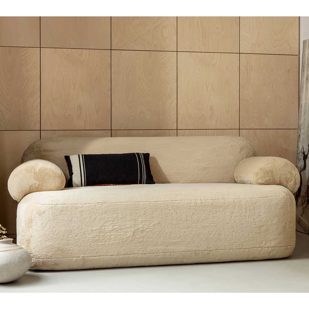 Designer Couch in Beige Webplüsch - Espnoz