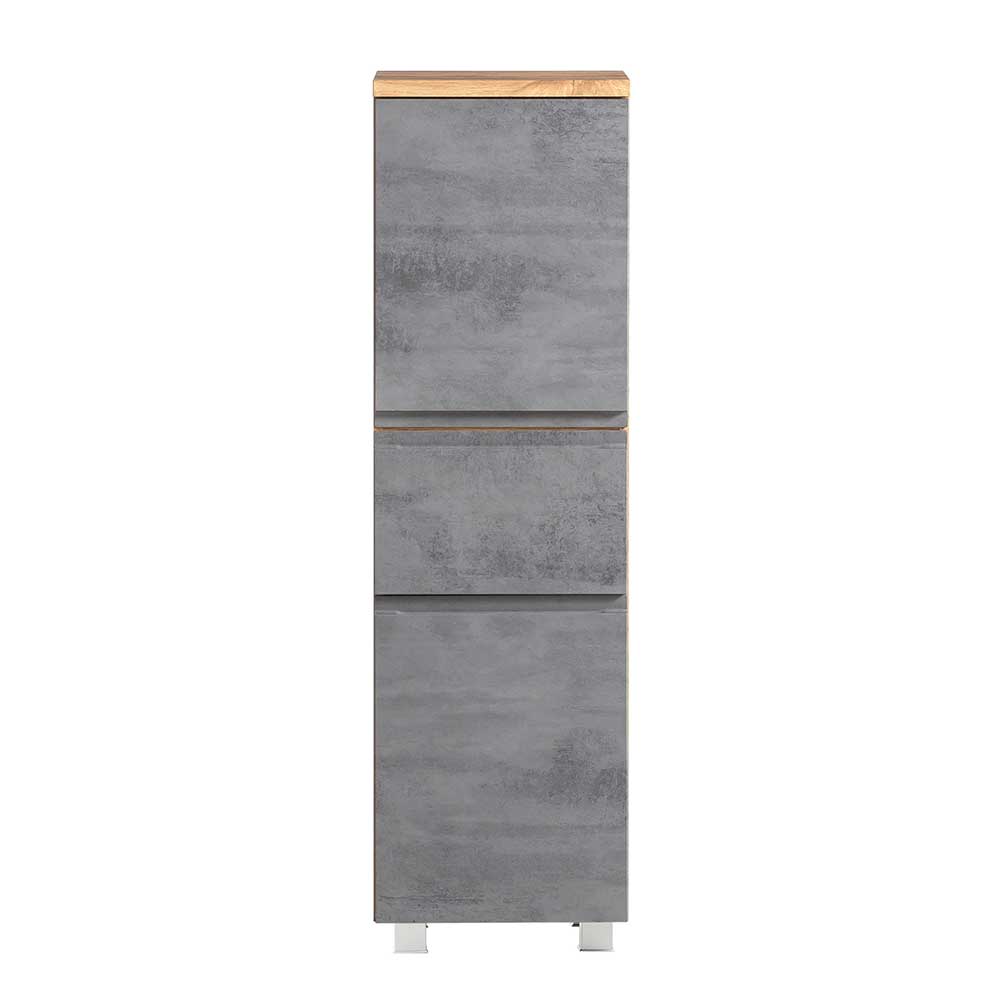 130x40x35 cm Midi Badschrank in Beton & Wildeiche - Mia