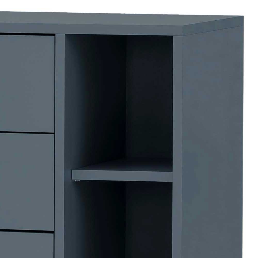 Badezimmer Highboard in Petrol Blau & Eiche - Matrera