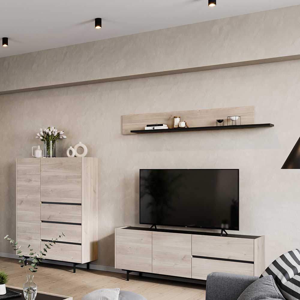 Wohnzimmer TV Wand Möbelset - Untonia (dreiteilig)