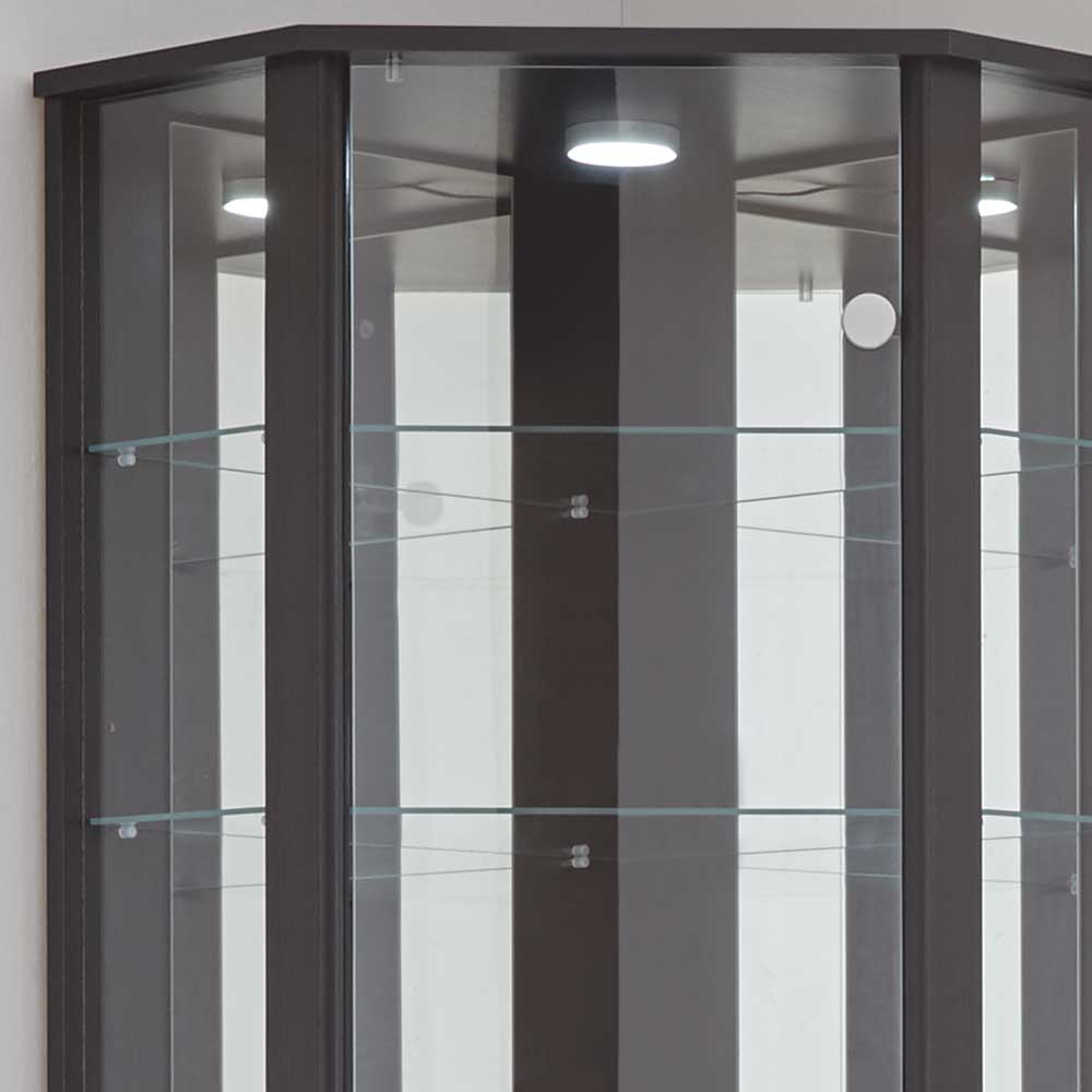 Moderne Glas Vitrine für Ecke mit Licht - Ryan