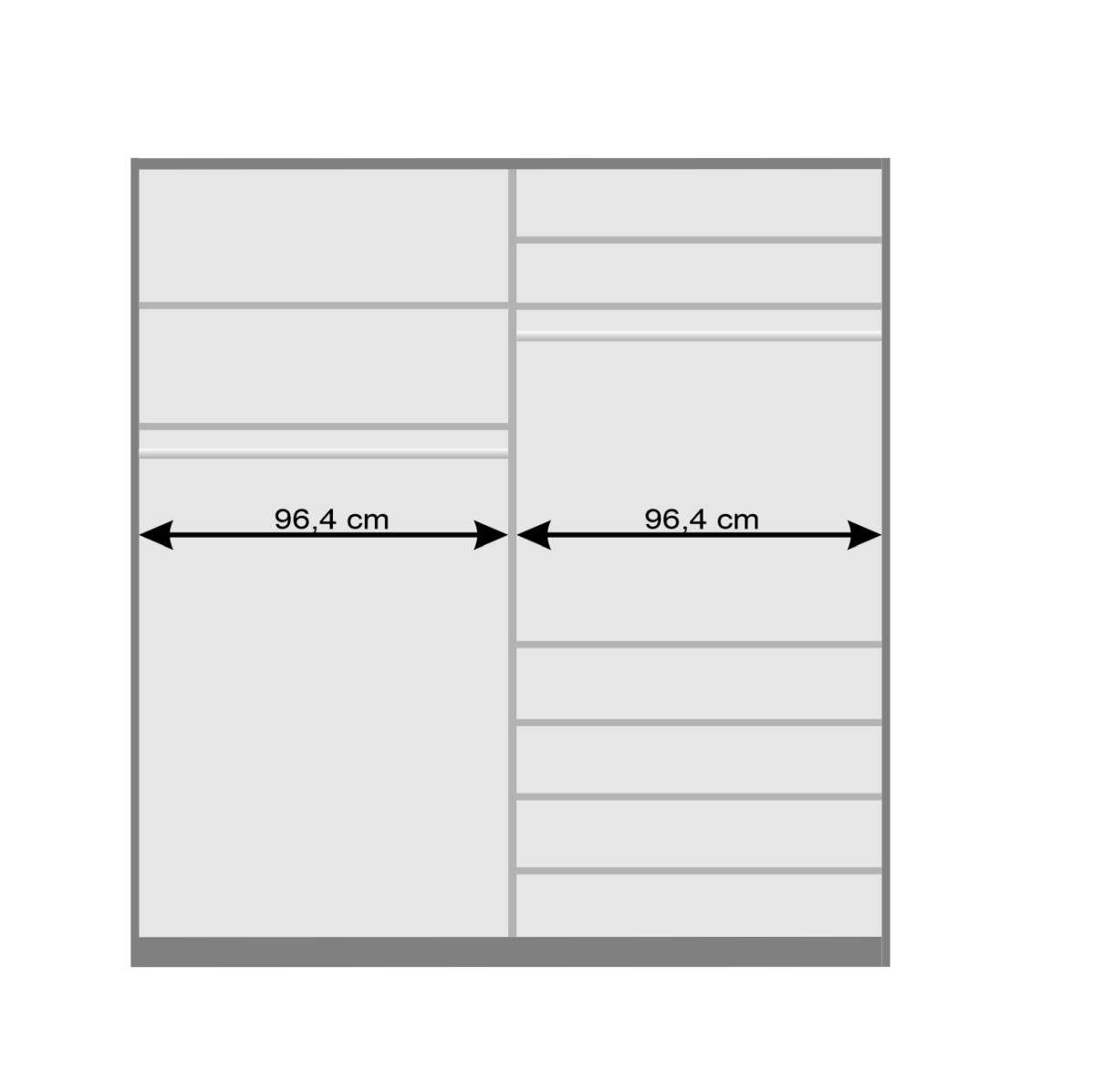 Hoher Schlafzimmerschrank 2-türig & 4 Schubladen - Rativian