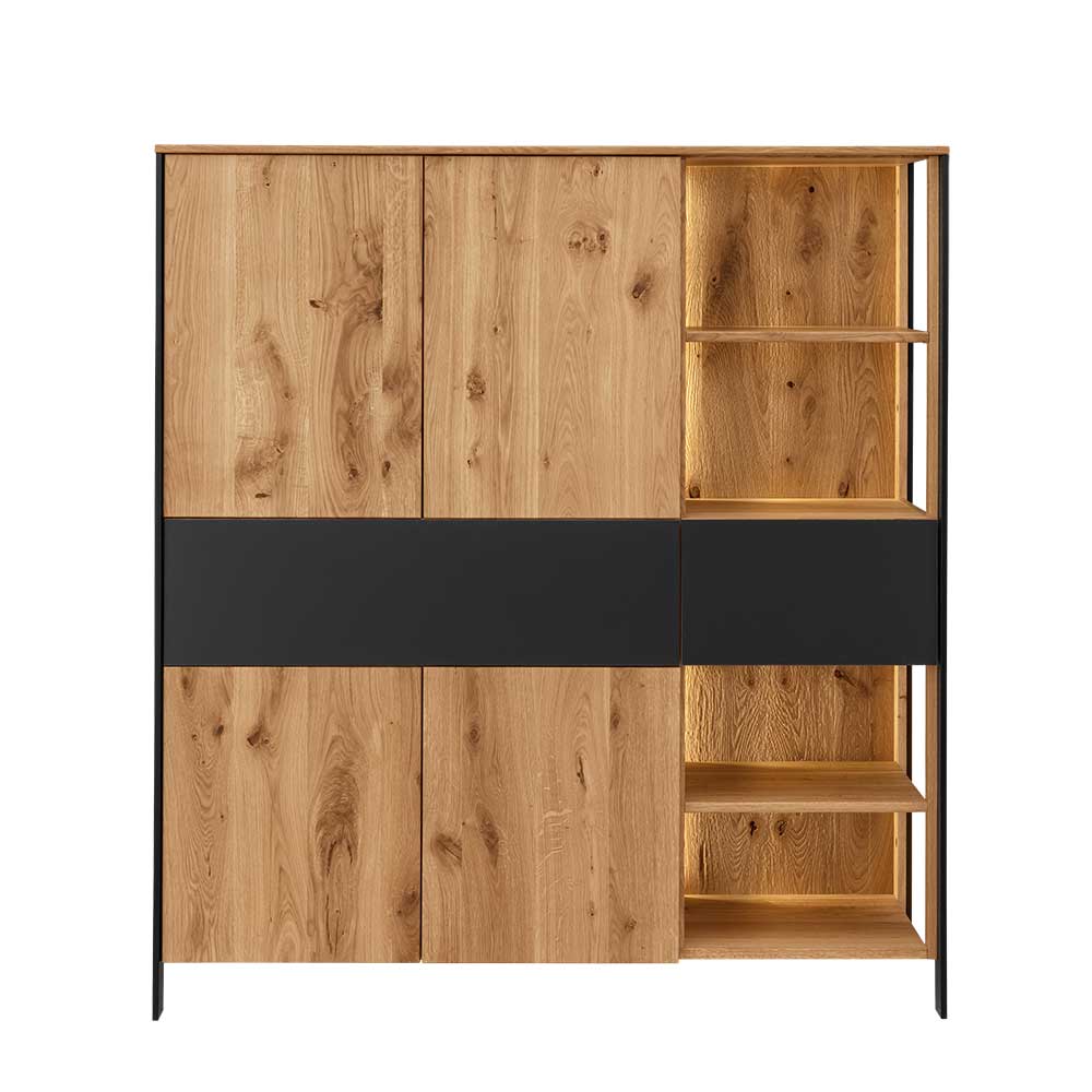 128x143x42 Wohnzimmer Highboard mit LED Licht - Viligrana