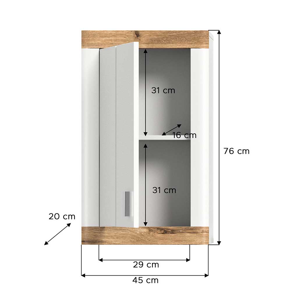 Badezimmer Hängeschrank 45x76x20 cm - Hihat