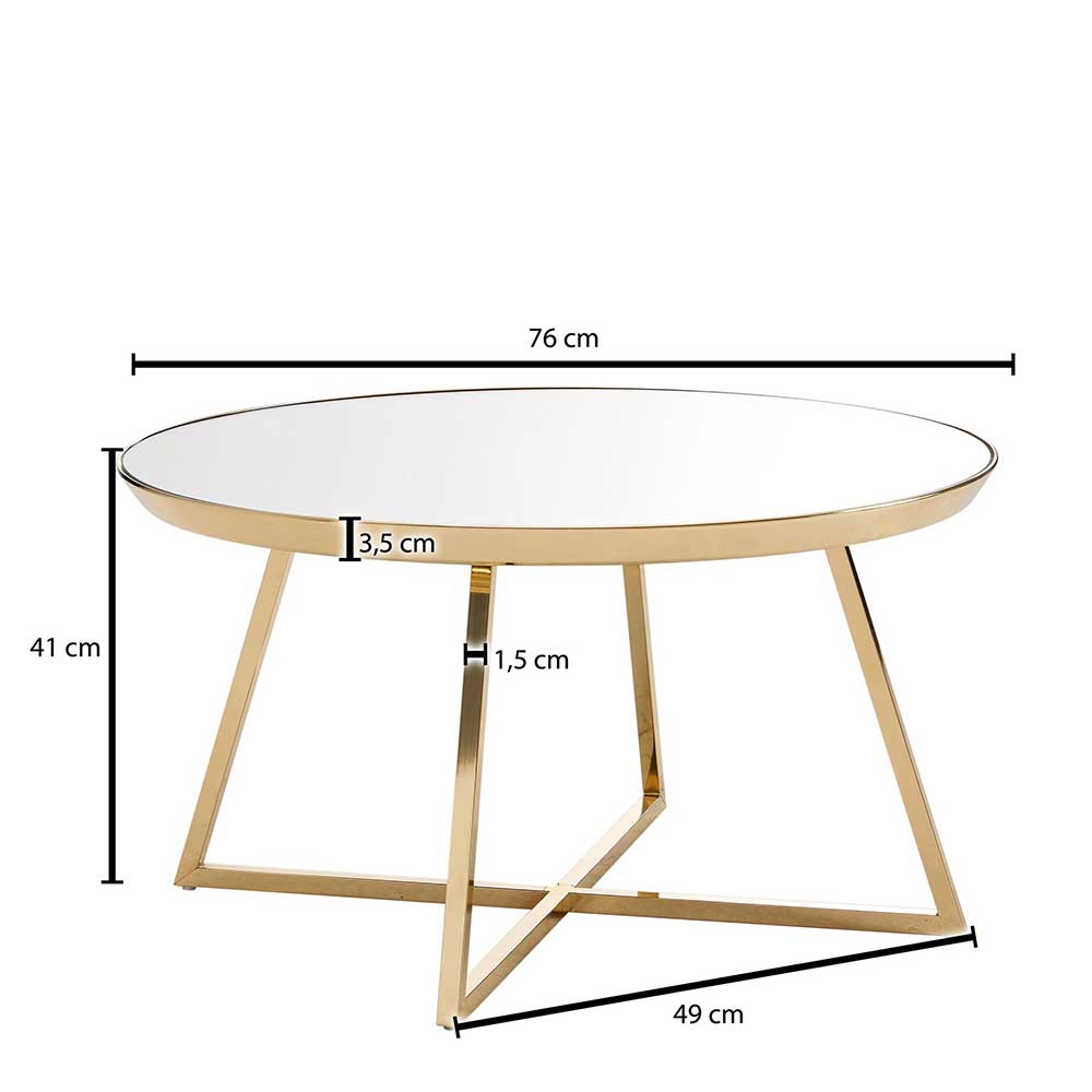 Runder Spiegelglas Couchtisch mit Bügelgestell - Hoxtona