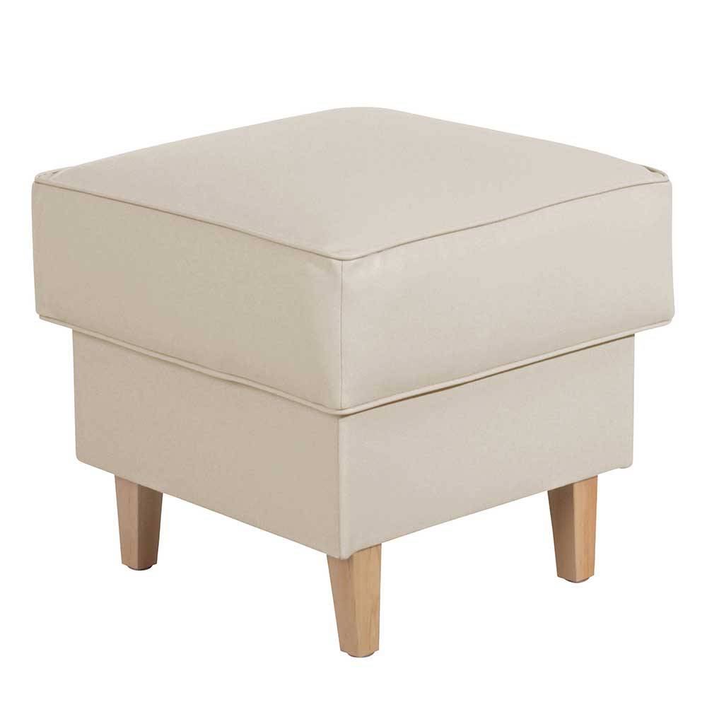 Quadrat Hocker in Beige Kunstleder - Charleen