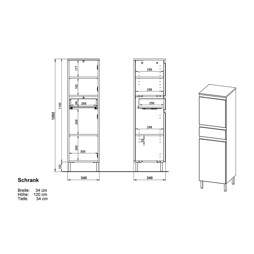 Midi-Schrank in Wildeiche & Weiß - Aspariavo