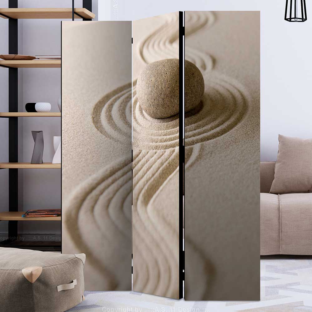 Foto Paravent mit Zen Motiv in Beige - Lasha