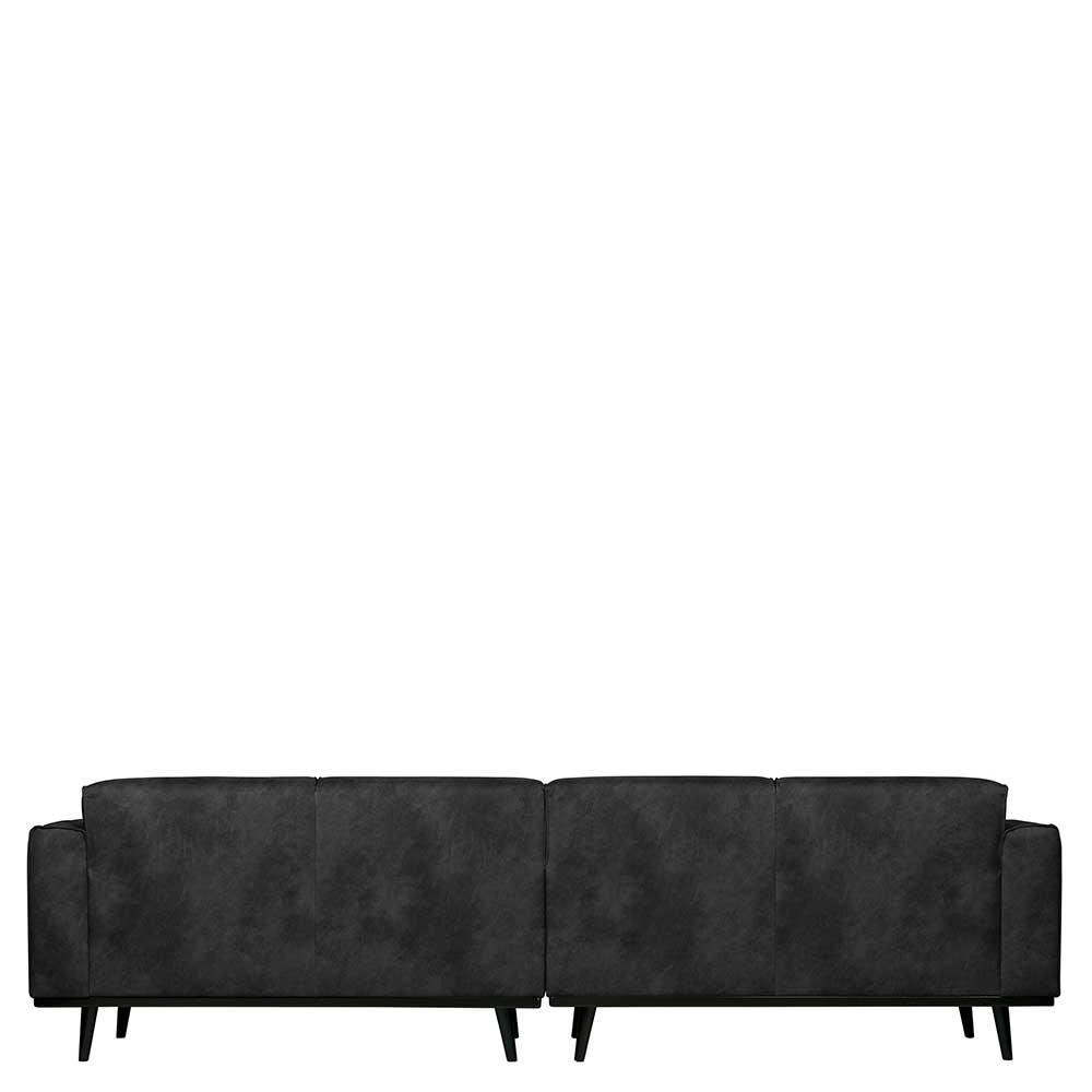 Schwarzes Kunstwildleder Sofa in 280cm oder 372cm Breite - Rojocaba