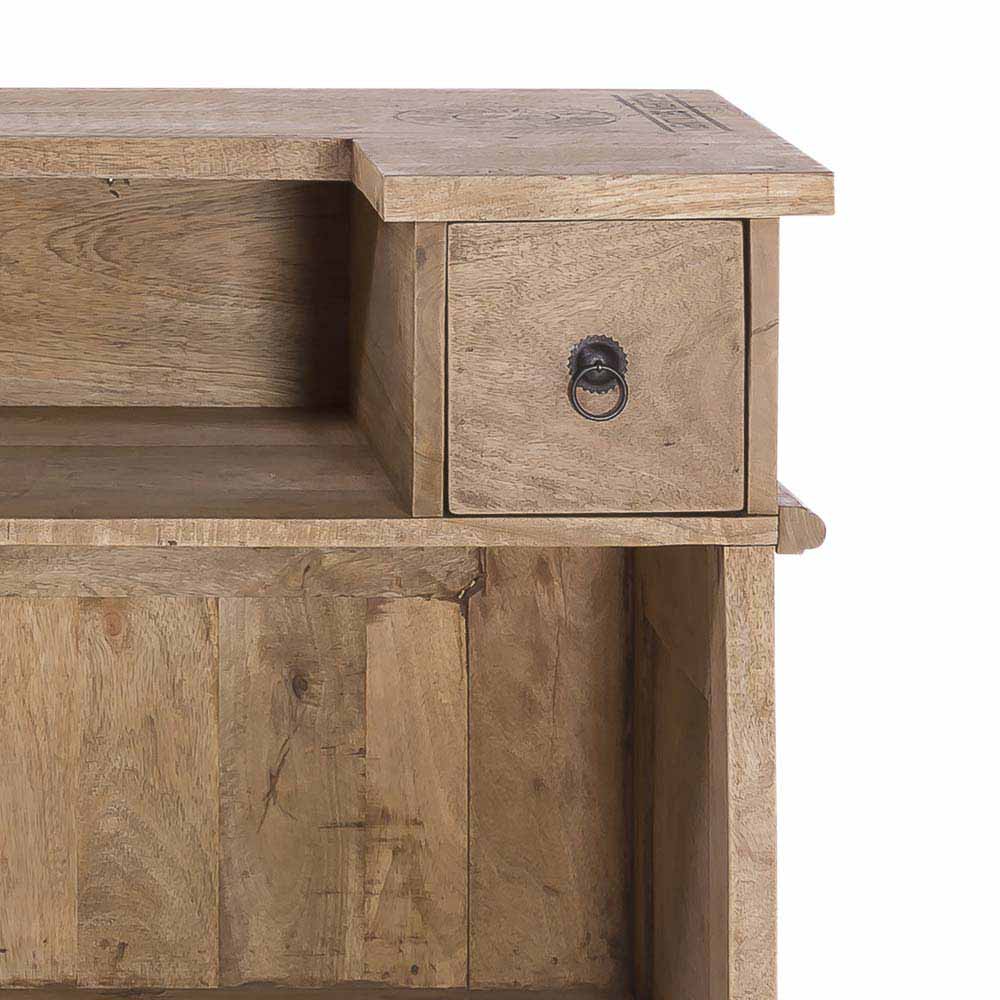 Design Barschrank Theke aus Massivholz Abbe Mango recycelt