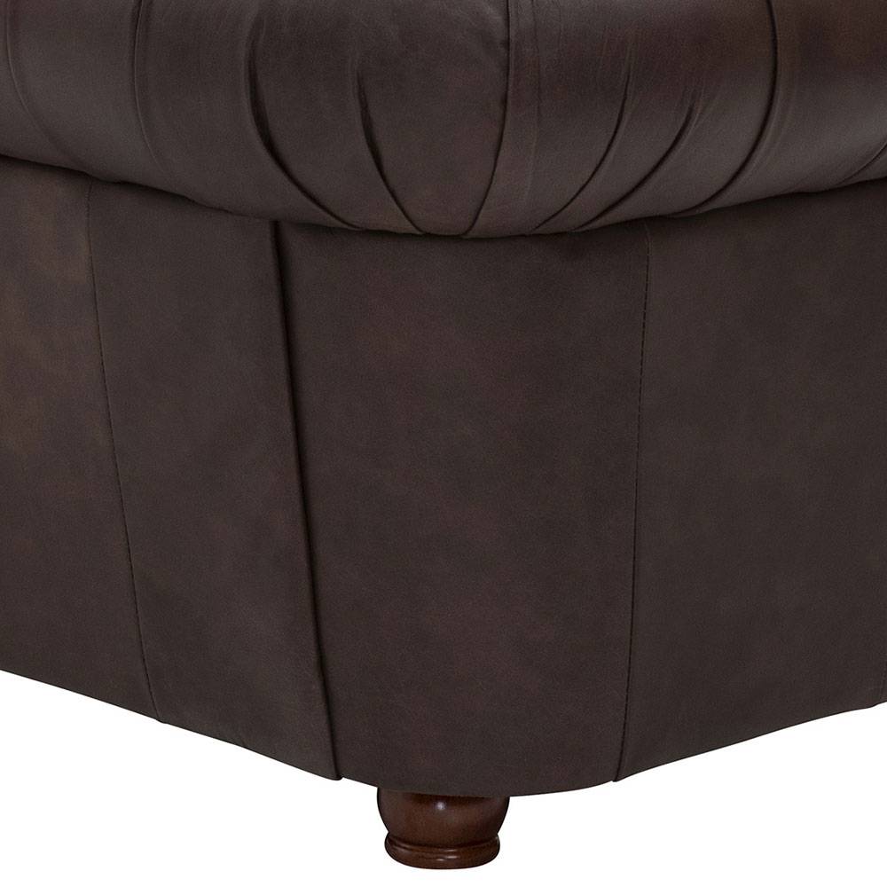 Chesterfield Leder-Dreisitzer in Braun - Pluna