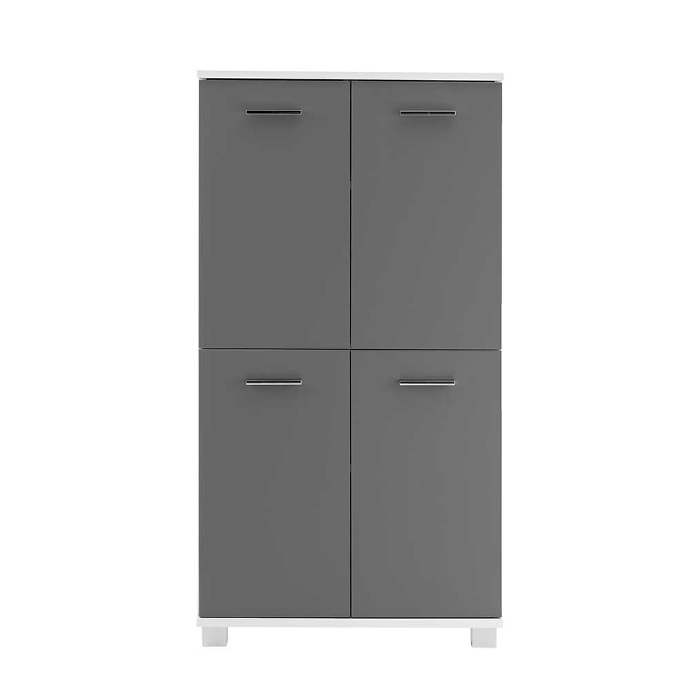 60x117 cm Bad Highboard in Grau & Weiß - Mirista