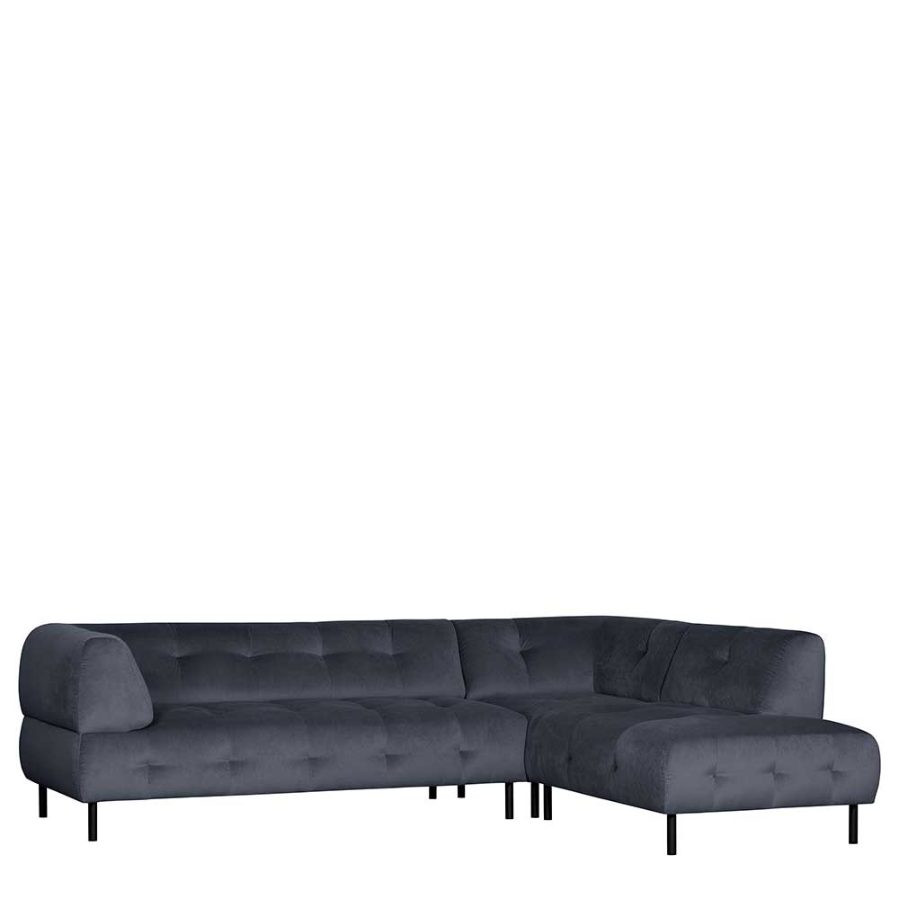 Samt L-Sofa in Dunkelgrau - Roccoss