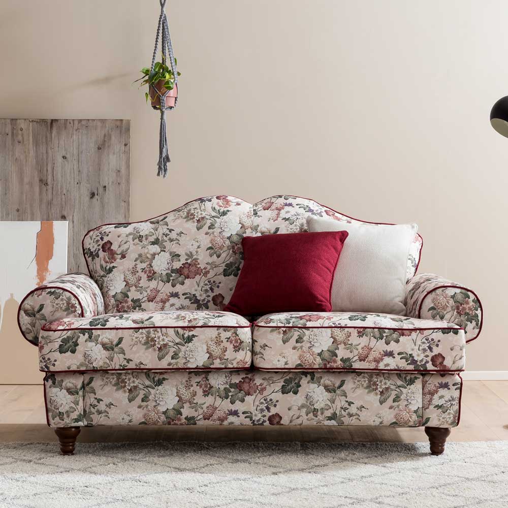 Landhaus Zweisitzer Couch mit Blumen - Baonga