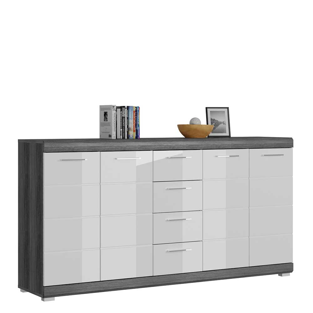 165x85x37 Sideboard in Weiß HG & Grau - Nancys