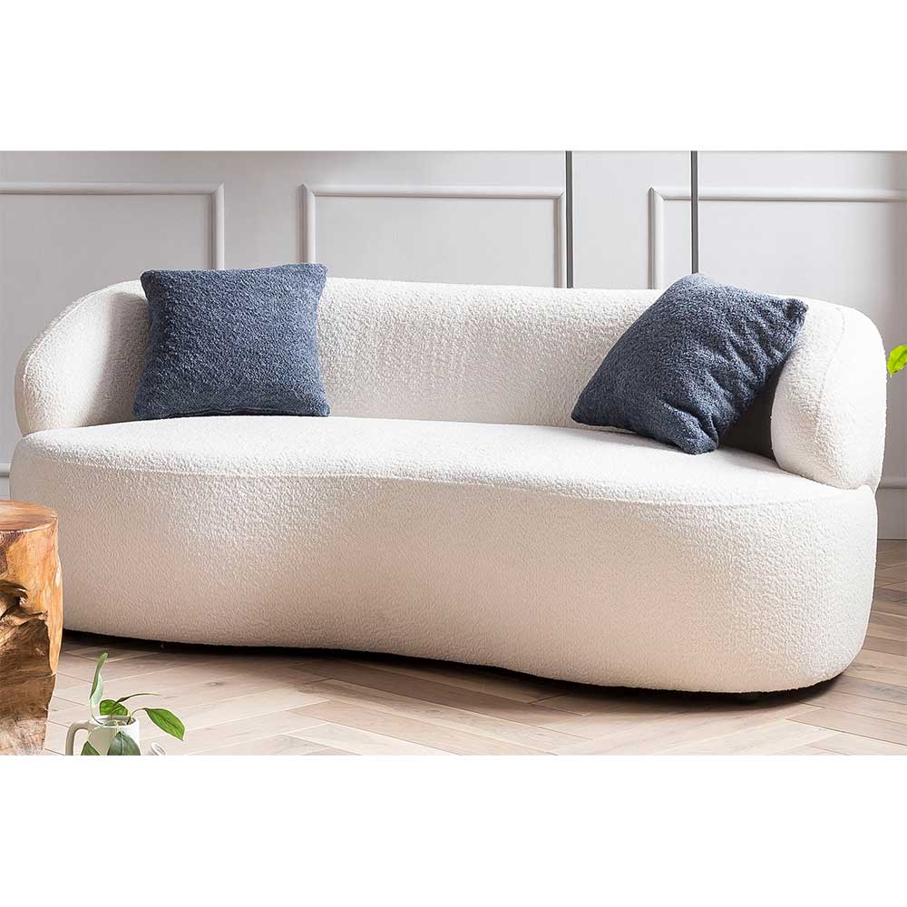 Gerundetes Federkern Sofa in Weiß Boucle - Zenya