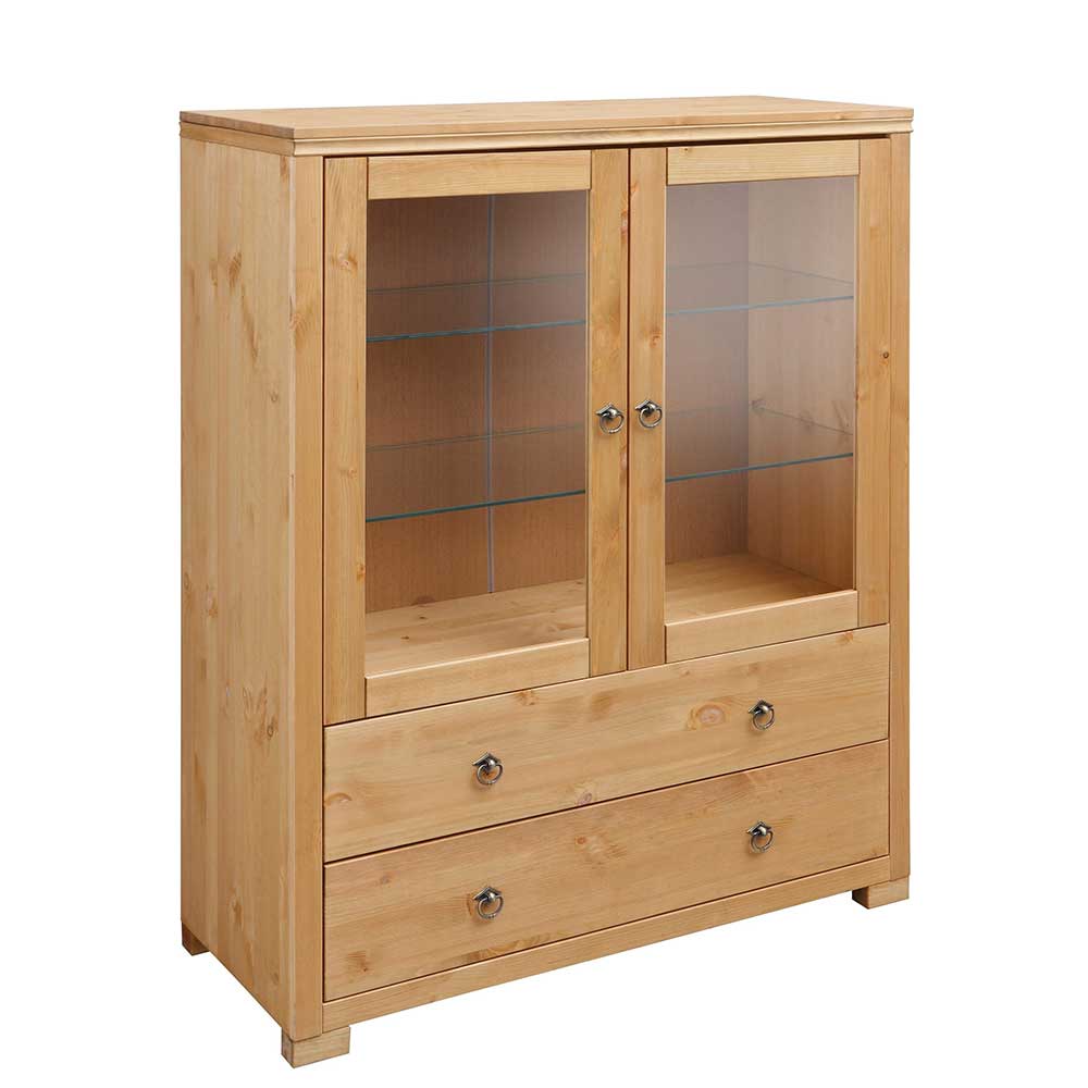 Glastüren Highboard in Natur geölt - Vinidad