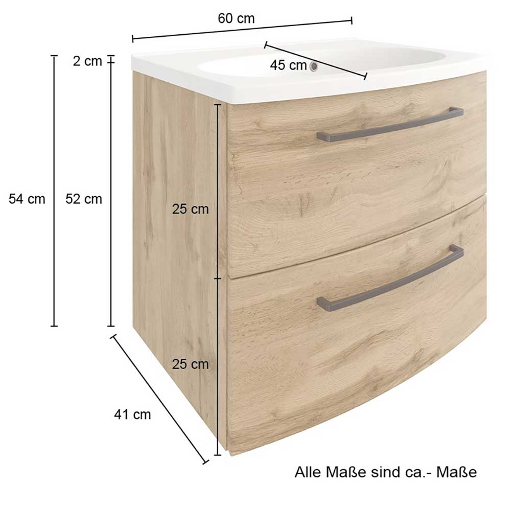 60x54x45 Waschtischkonsole in Wildeiche Optik - Arazony