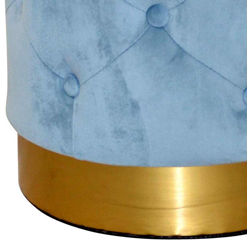 Hocker in Hellblau Samt & Gold - Santjana