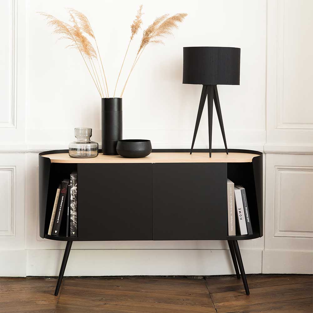 Ovales Design-Sideboard in Schwarz - Ezaja