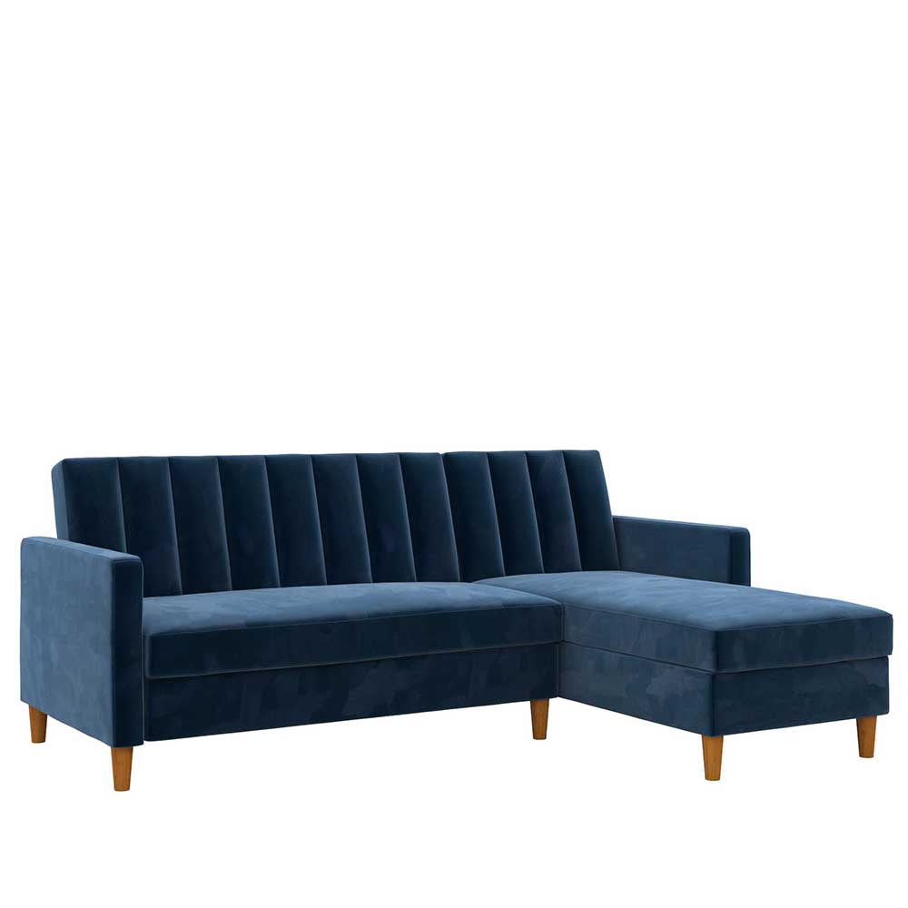 L-Schlafsofa in Blau Samt - Astomon