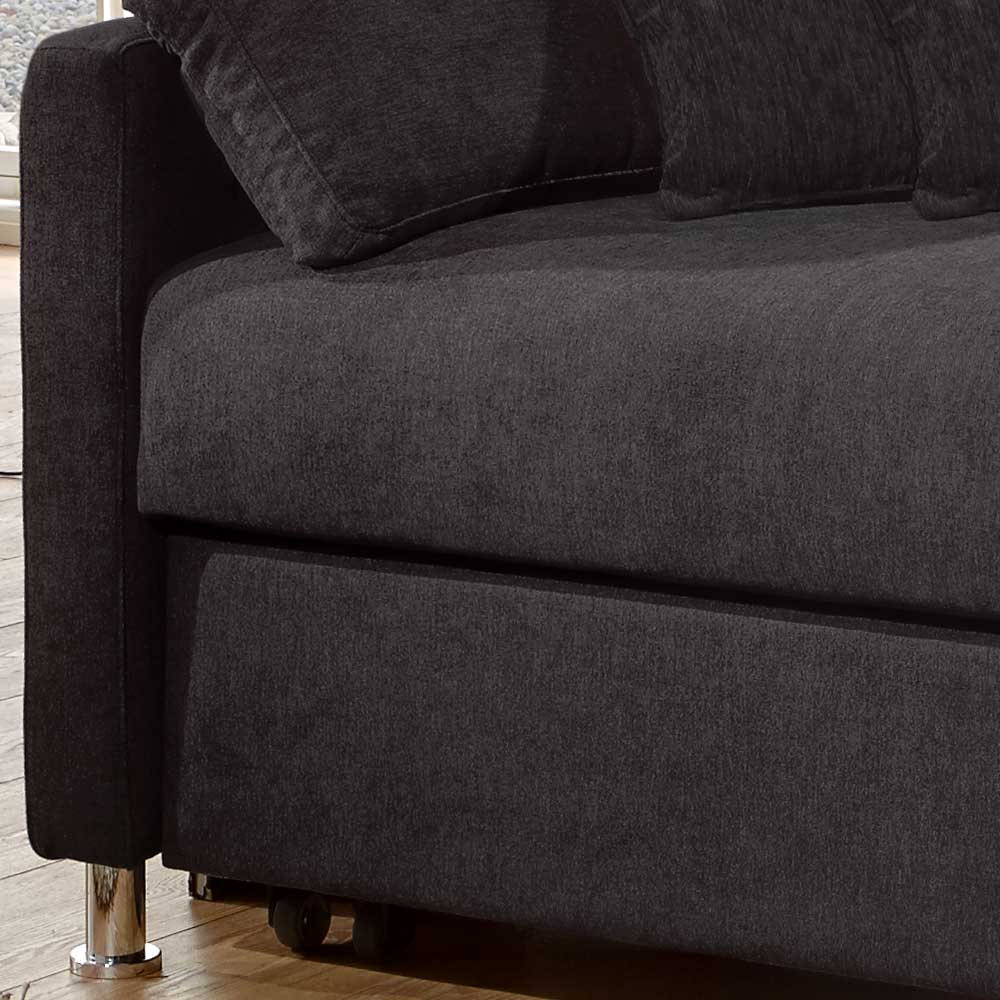 Schwarzes 2er Sofa mit Schlaffunktion - Laromain