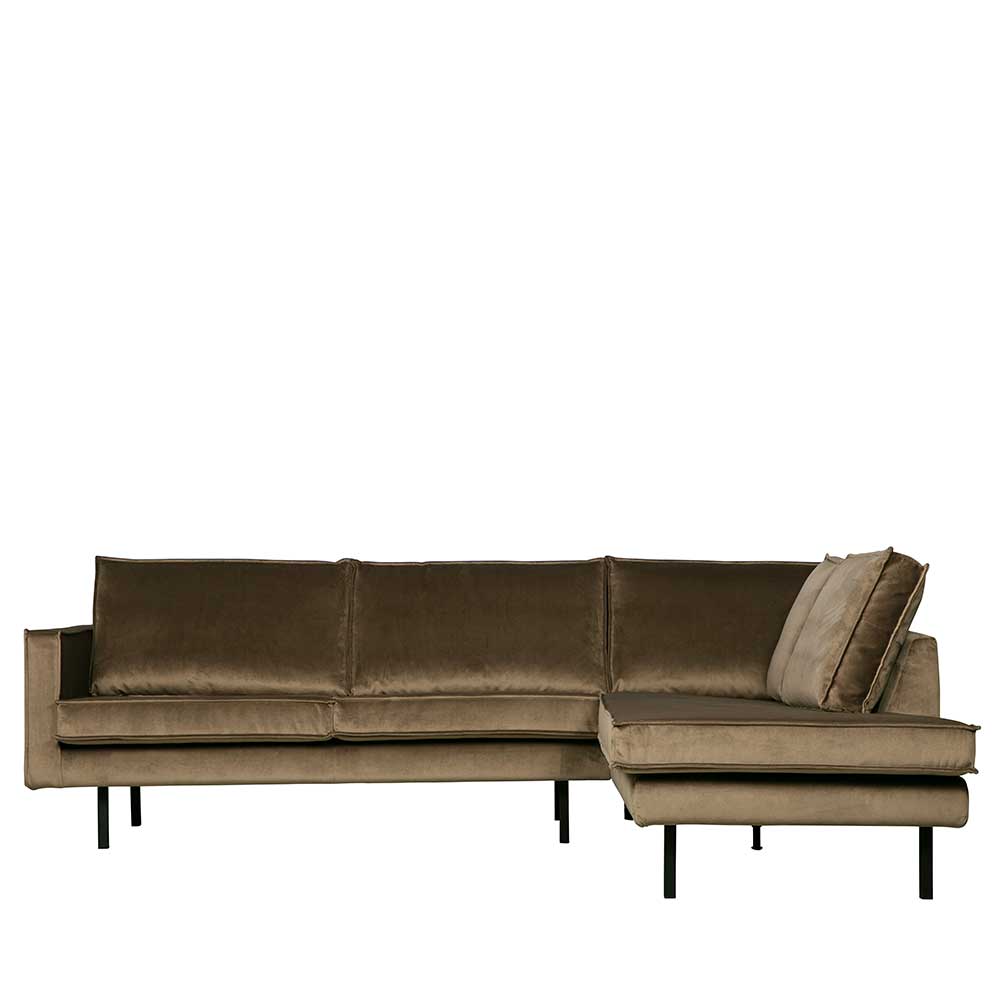 L-Form Wohnzimmer Sofa in Taupe Samt - Museo