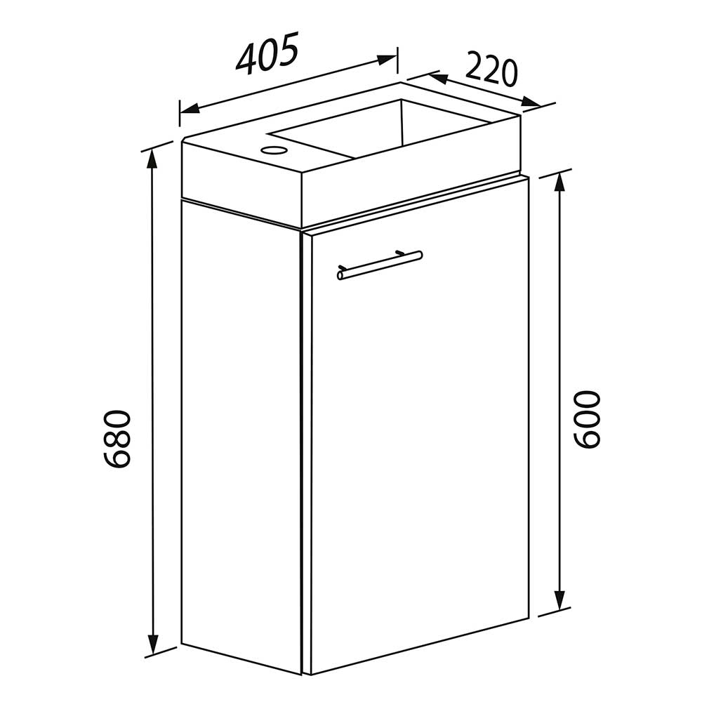 41x68x22 cm Hängender Waschtisch fürs Gäste WC - Veny