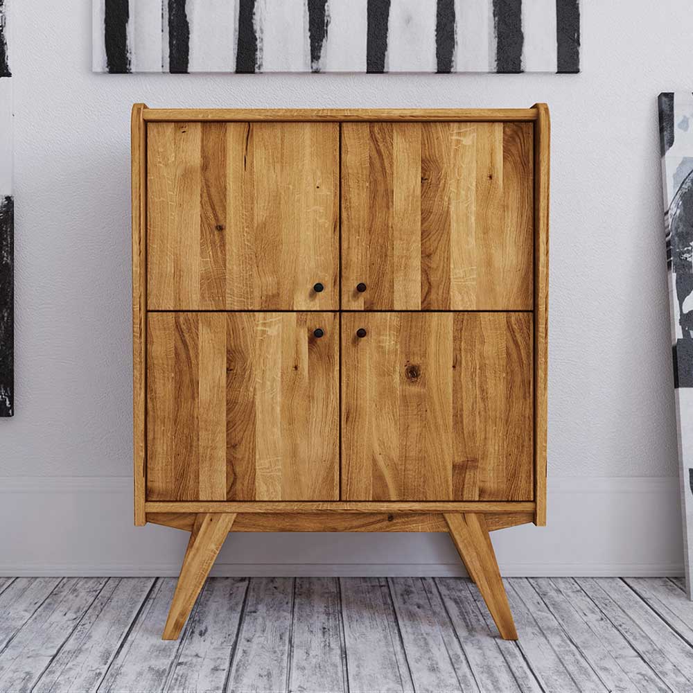 Wildeiche Midcentury Highboard mit 4 Türen - Hardus I