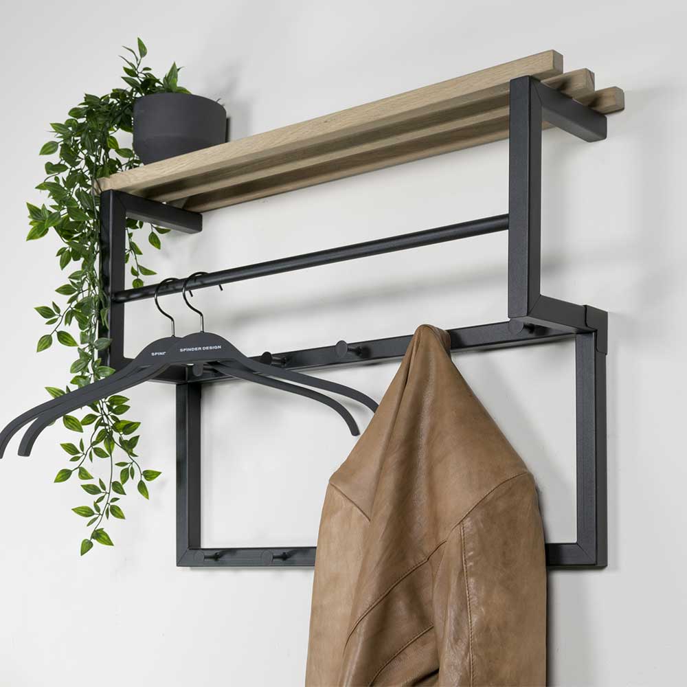 Industrial Hängegarderobe aus Stahl Schwarz - Lundreo