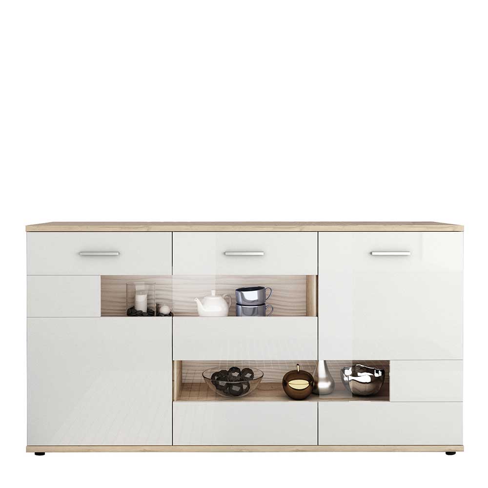 Günstiges Sideboard in Weiß glänzend - Simeon