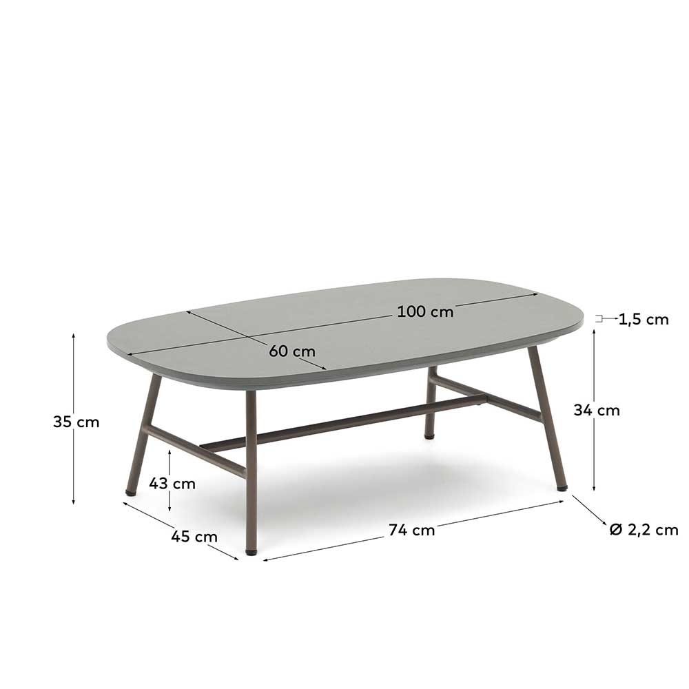 Ovaler Gartentisch aus Faserzement - Azalao