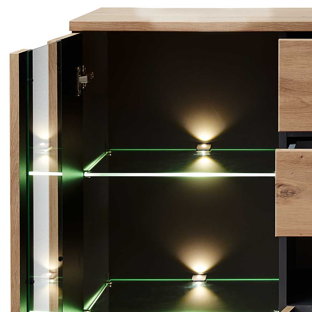 Highboard mit Glas & LED Licht - Kuetra