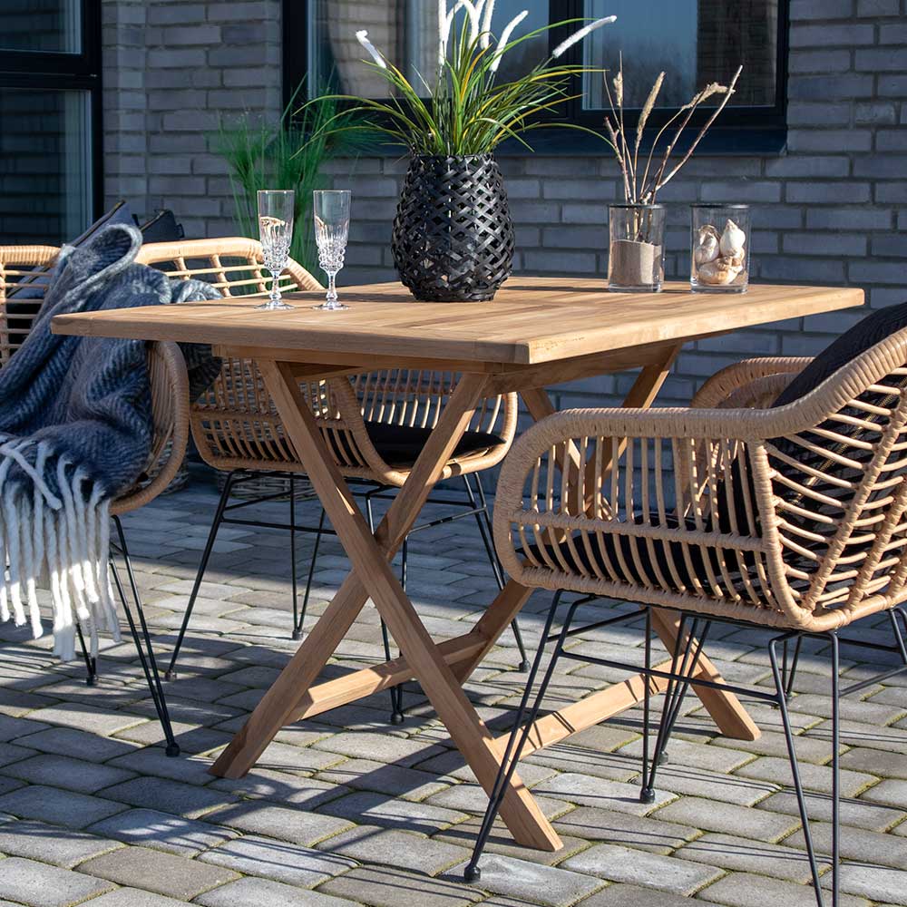 Teakholz Garten Klapptisch in 120x80 cm - Vienna