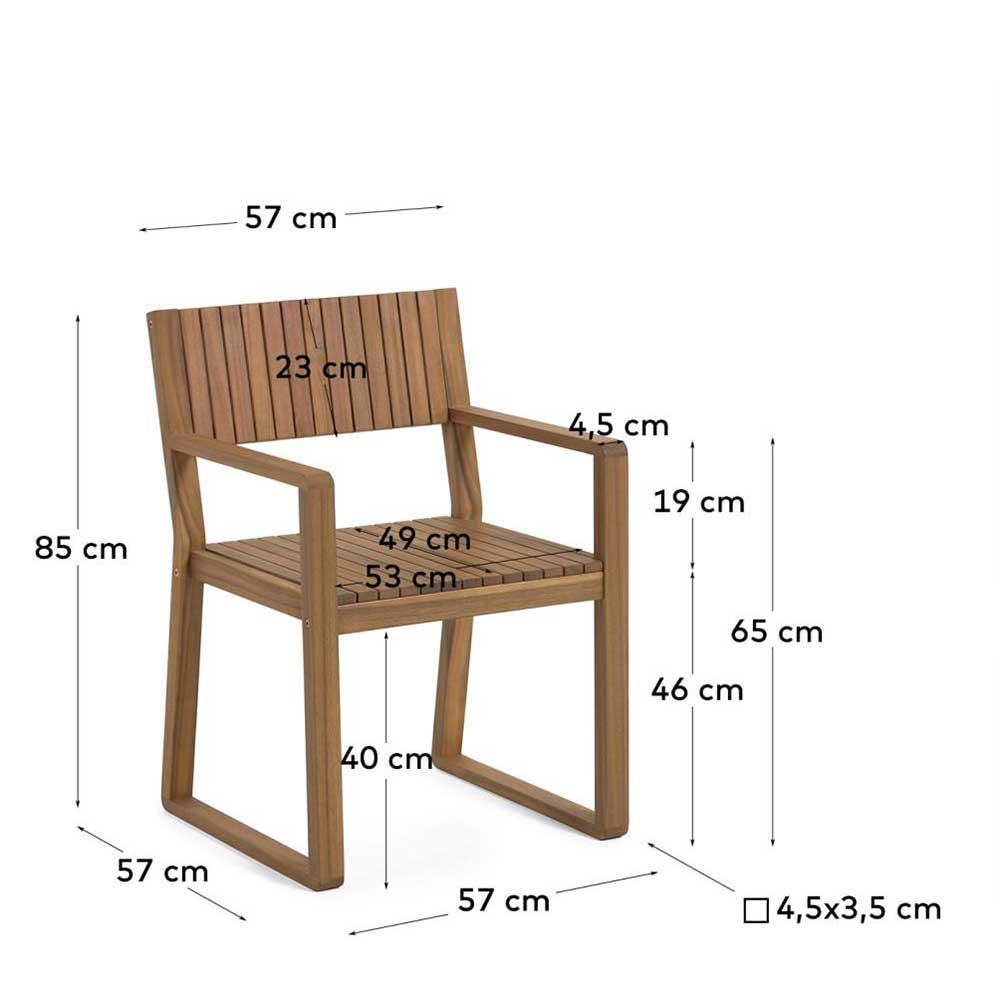 Gartenstuhl mit Armlehnen aus Akazie Massivholz - Soline (2er Set)