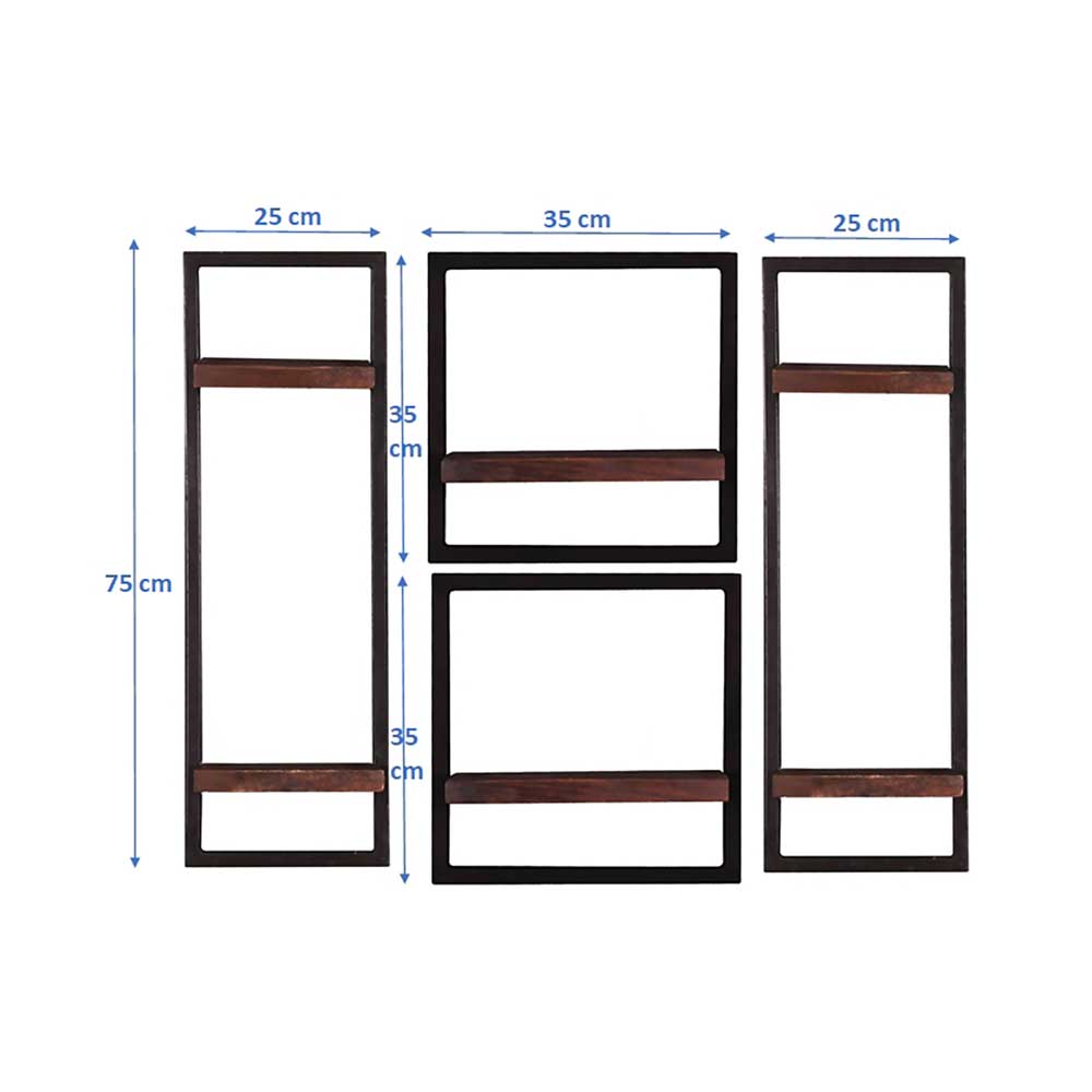 Hängeregale aus Teak Altholz - Solapura (vierteilig)