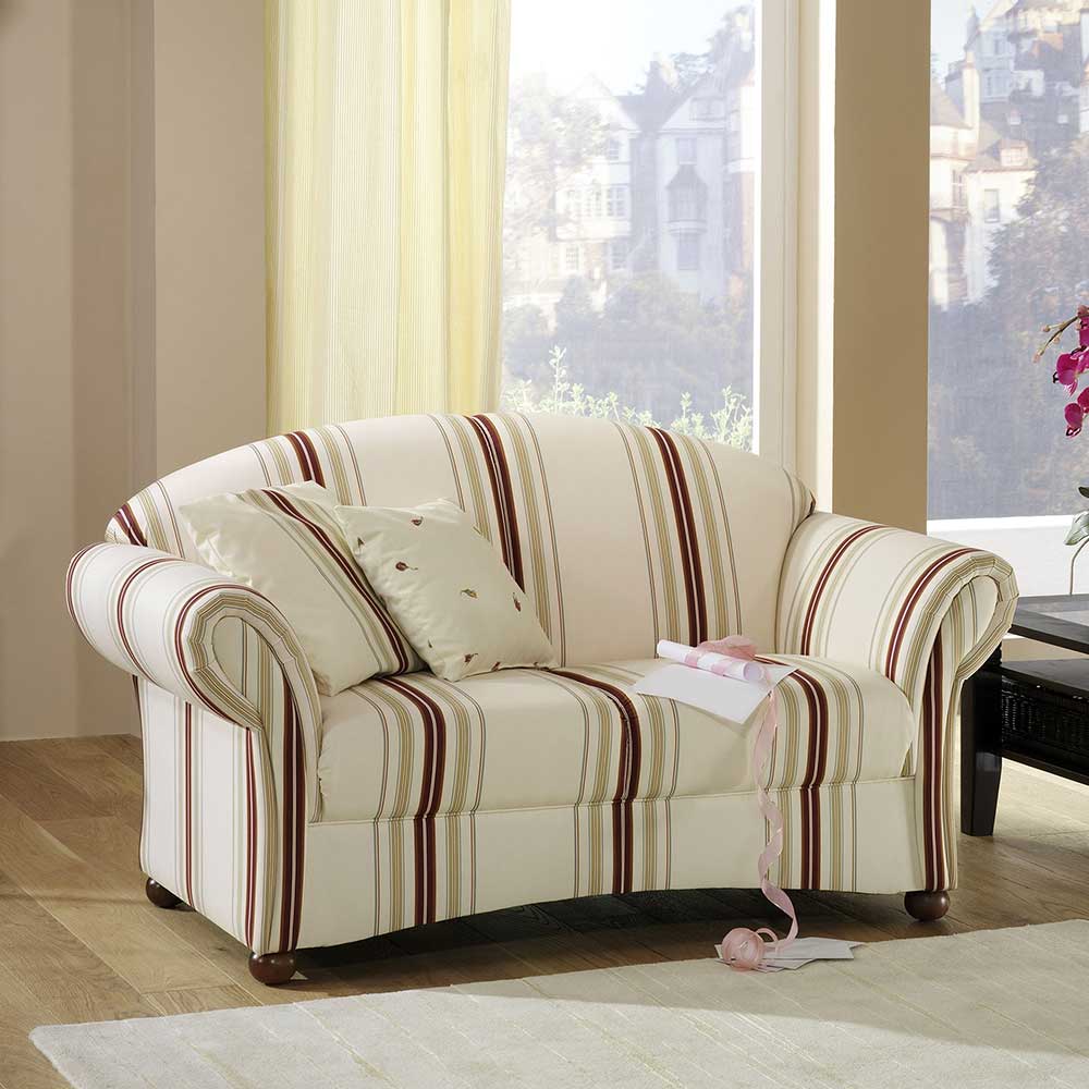 Elegantes Sofa mit Streifen in Weiß Rot Beige - Senore