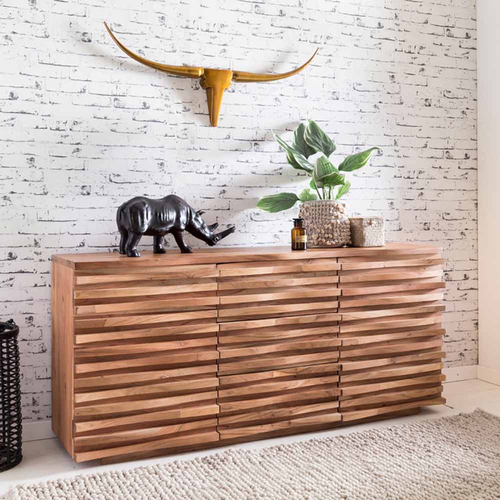 Rustikales Design Sideboard Pisino aus Holz Akazie massiv