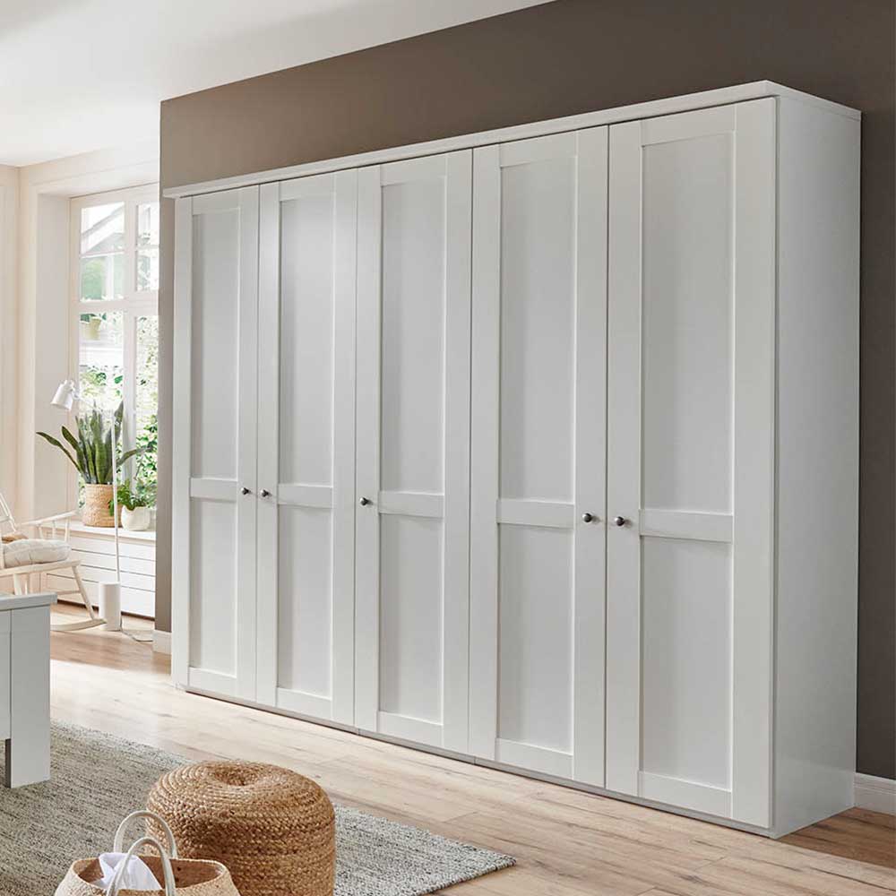 Weißer Kleiderschrank 5-türig 250 cm breit - Flinn